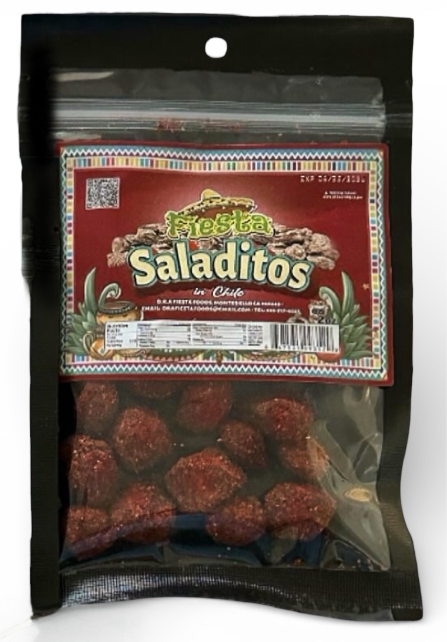 Packaged snack with 'Fiesta Saladitos' label on a white background