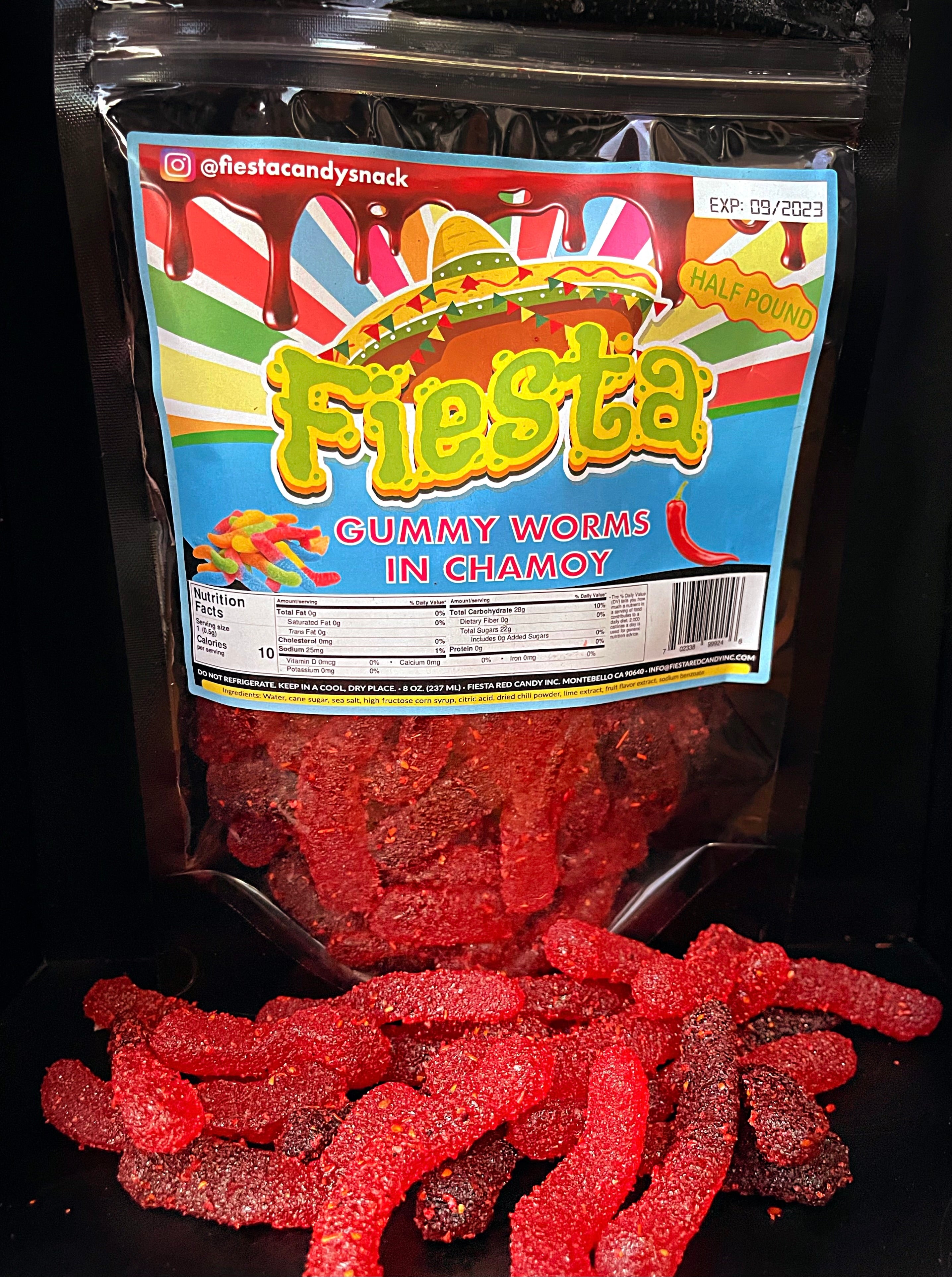 Fiesta Candy Gummy Worms with Chamoy