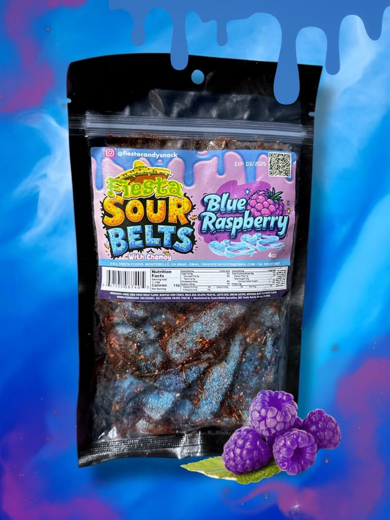 Fiesta's Candy Sour Blue Raspberry Belts – Fiesta Candy Snacks
