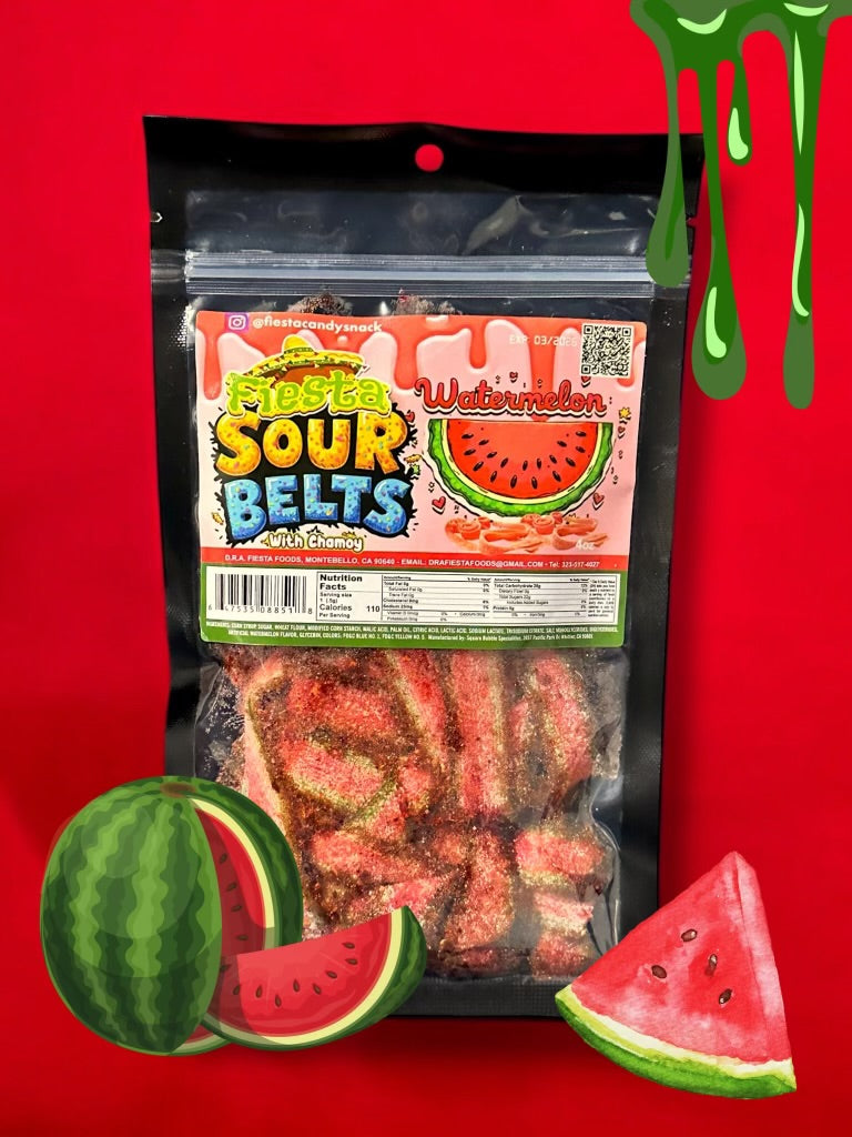 fiesta candy snack sour  watermelon belts 