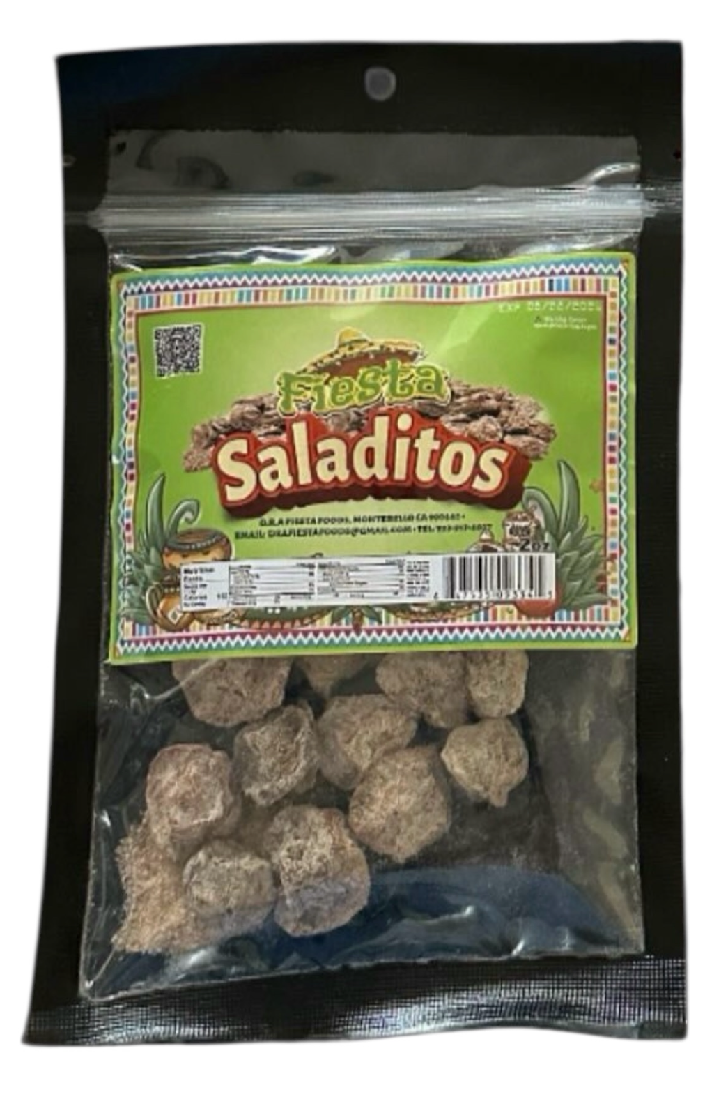 Packaged product labeled 'Fiesta Saladitos' with a green label on a black background